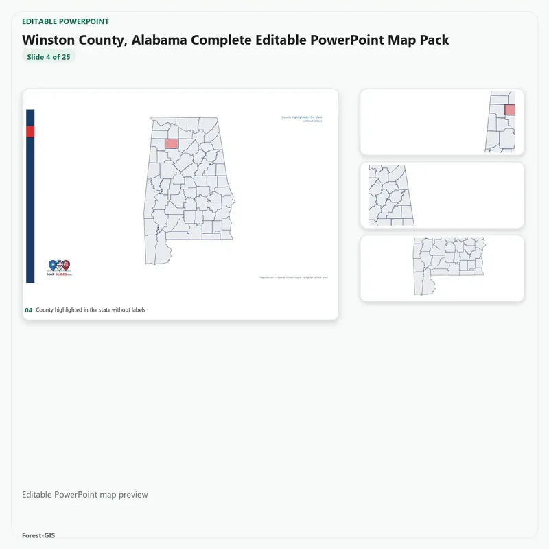 Winston County, Alabama Editable Map Pack - Image 4