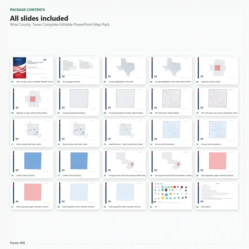 Wise County, Texas Editable Map Pack - Image 2