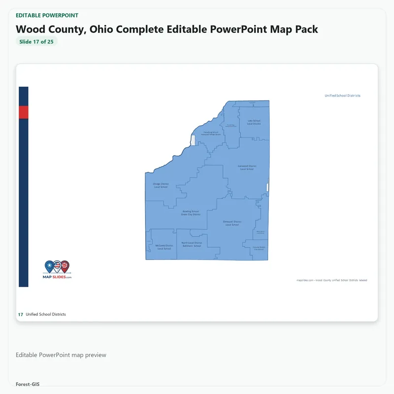 Wood County, Ohio Editable Map Pack - Image 5