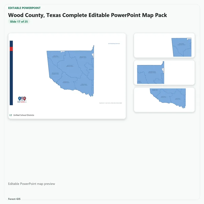 Wood County, Texas Editable Map Pack - Image 5