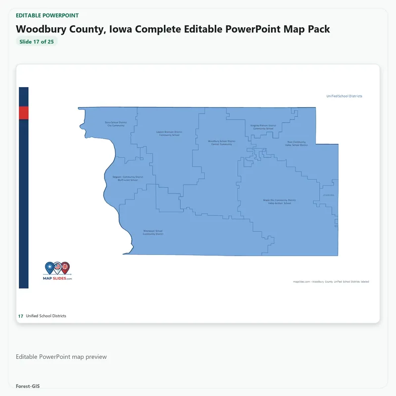 Woodbury County, Iowa Editable Map Pack - Image 5