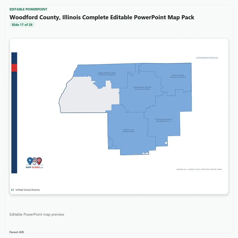 Woodford County, Illinois Editable Map Pack - Image 5