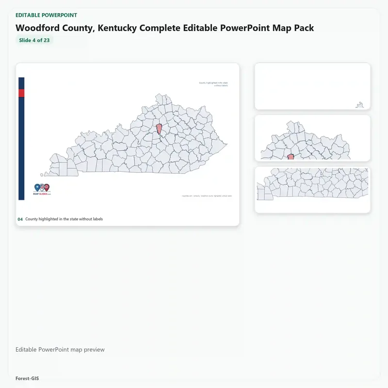 Woodford County, Kentucky Editable Map Pack - Image 4