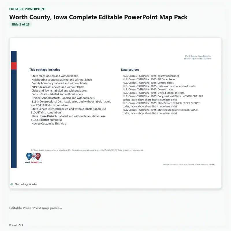 Worth County, Iowa Editable Map Pack - Image 3