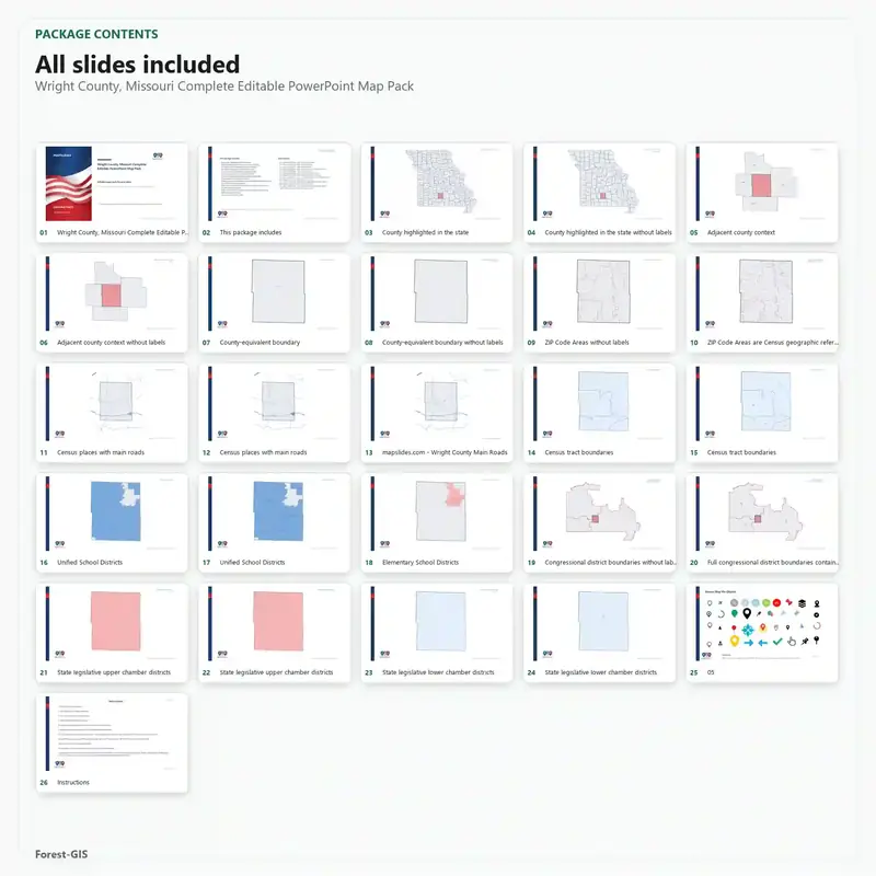 Wright County, Missouri Editable Map Pack - Image 2