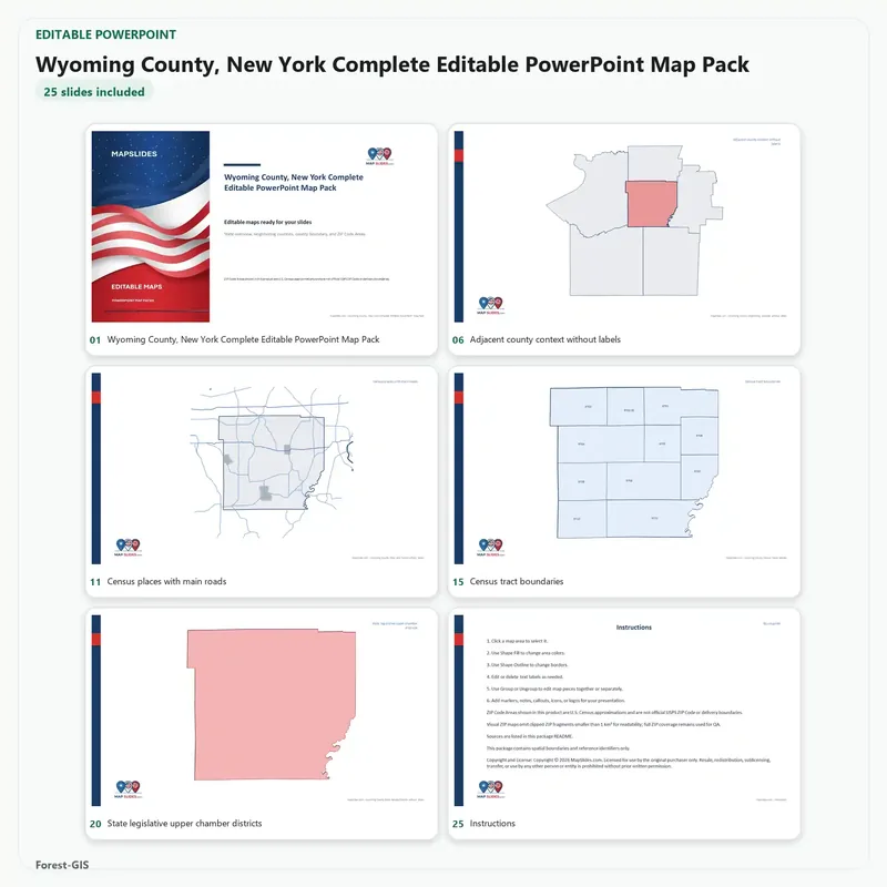 Wyoming County, New York Editable Map Pack