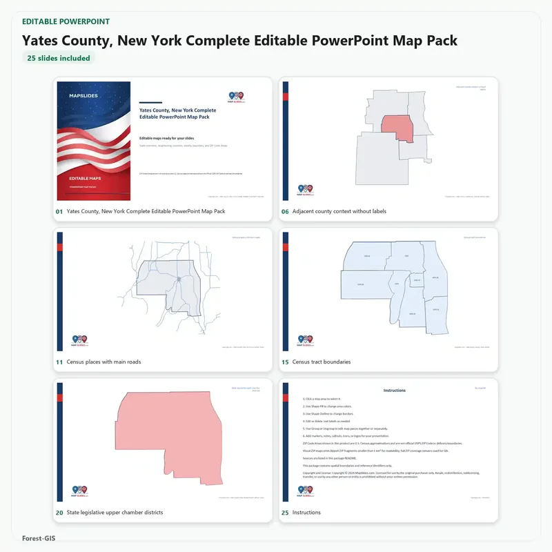Yates County, New York Editable Map Pack