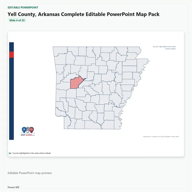 Yell County, Arkansas Editable Map Pack - Image 4