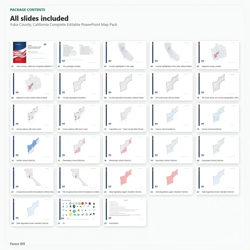 Yuba County, California Editable Map Pack - Image 2