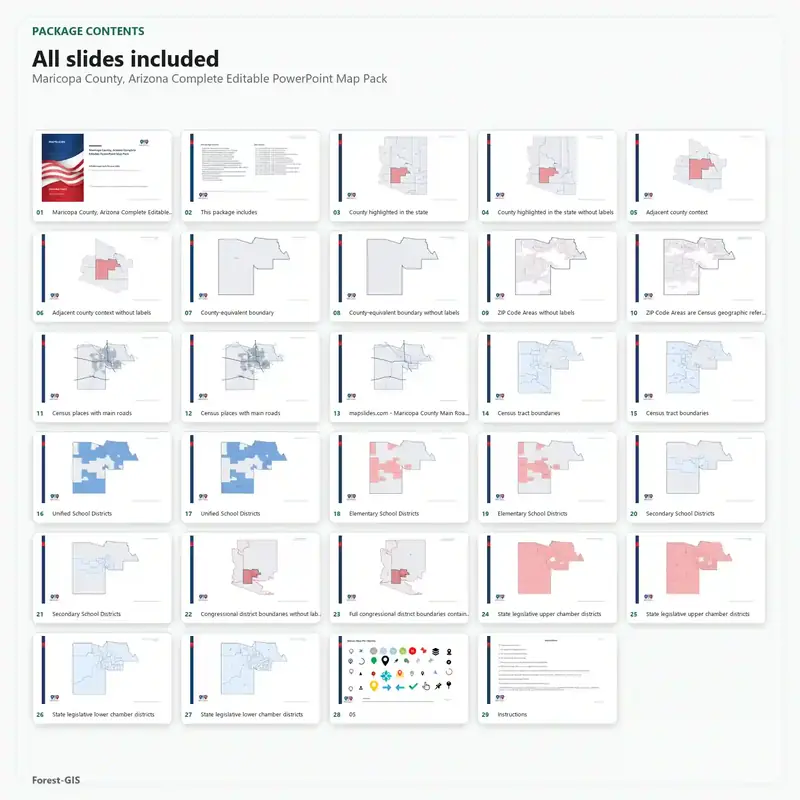 Maricopa County, Arizona Editable Map Pack editable map example