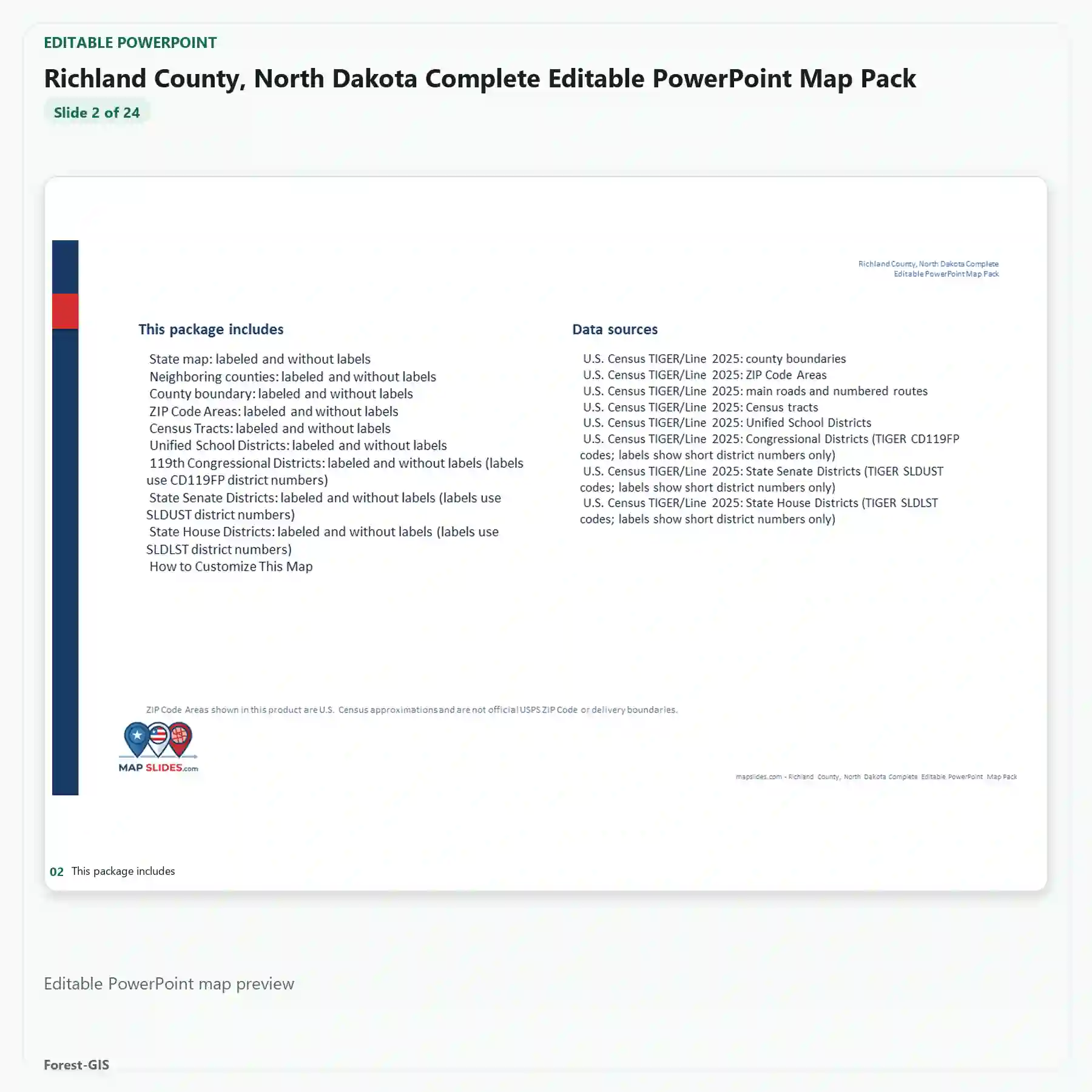 Richland County, North Dakota Editable Map Pack - Image 3