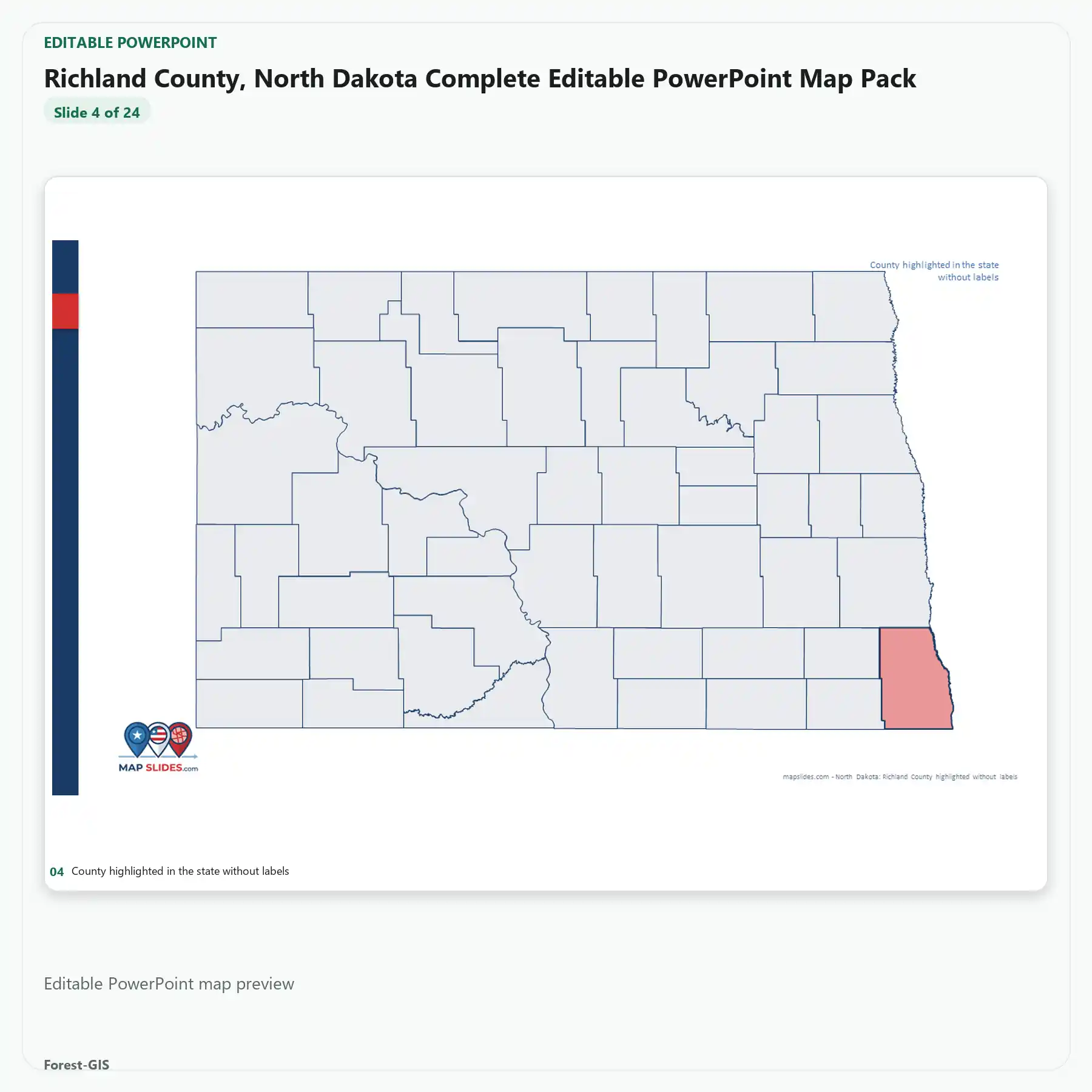 Richland County, North Dakota Editable Map Pack - Image 4