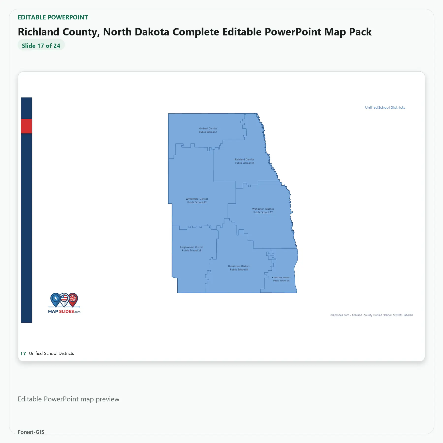 Richland County, North Dakota Editable Map Pack - Image 5
