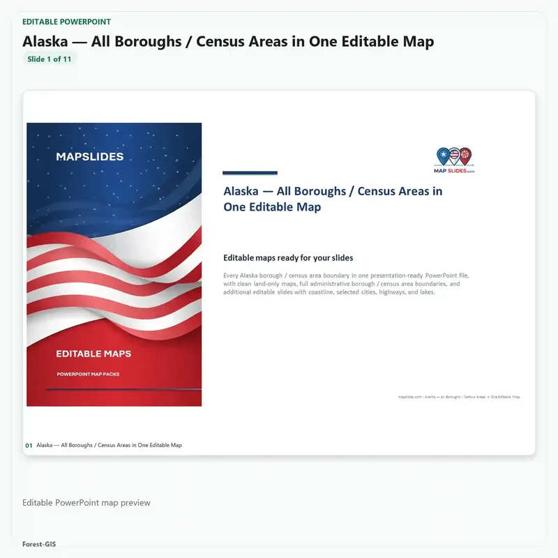 Alaska — All Boroughs / Census Areas in One Editable Map