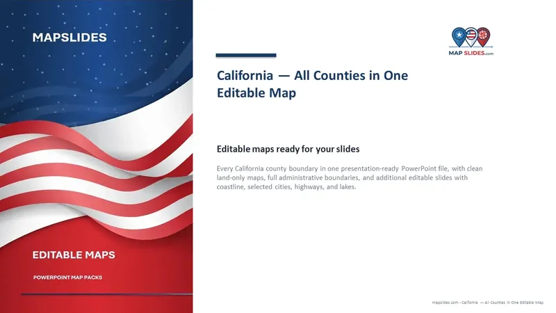 California — All Counties in One Editable Map