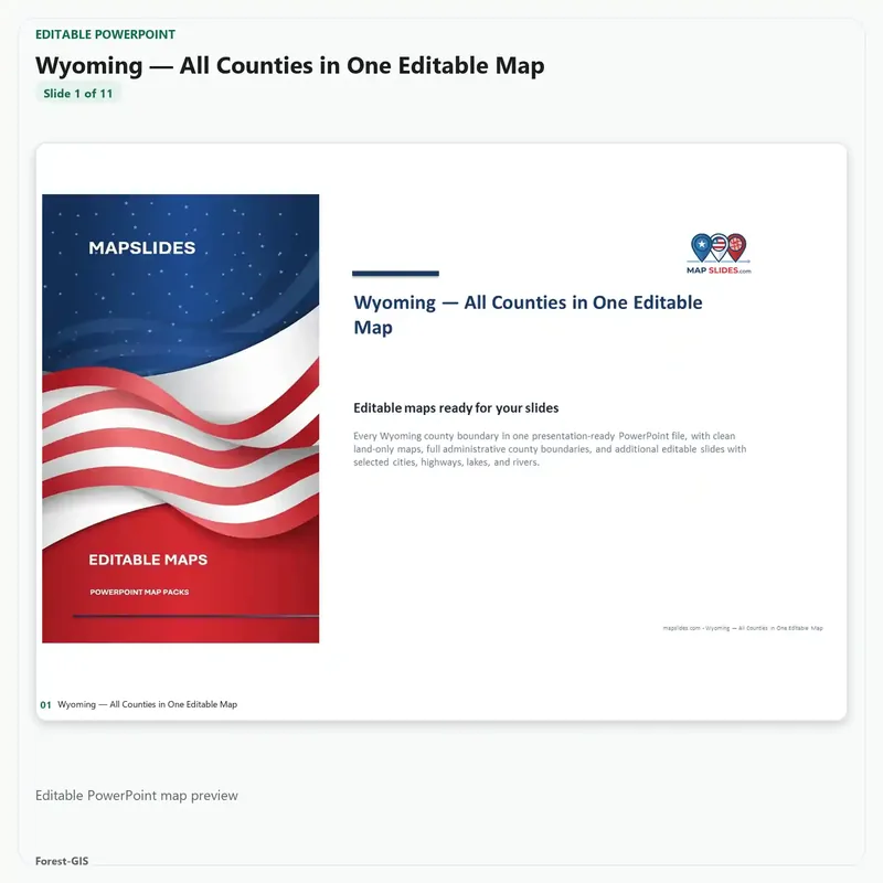 Wyoming — All Counties in One Editable Map